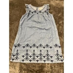 Crown Ivy Dress Sz 7 Denim Ruffle Sleeveless Kids Summer Girls Outfit Vacation